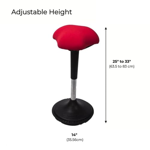 Image of AnthroDesk Wobble Chair Ergonomic Active Sitting Stool, Perfect for Standing Desks and Core Strengthening (Red)