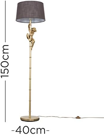 MiniSun Modern Gold Hanging Monkey Design Floor Lamp with a Grey Tapered Shade - Complete with a 6w LED Bulb [3000K Warm White]