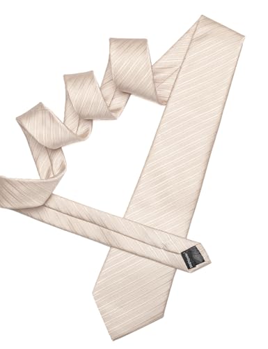 Image of Barry.Wang Solid Striped Tie for Men Silk Necktie Pocket Square Cufflinks Formal Wedding Party Business