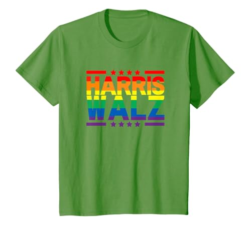 Rainbow Kamala Harris Tim Walz, LGBTQ Pride, President T-Shirt, Youth, Grass Green, X-Small