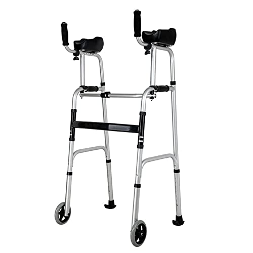 Déambulateur vertical avec siège et accoudoirs pliable à 2 roues