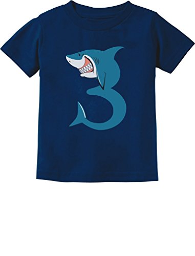 3Rd Birthday Shark Party Gift For 3 Year Old Toddler Kids T-Shirt 4T Navy #TOP24