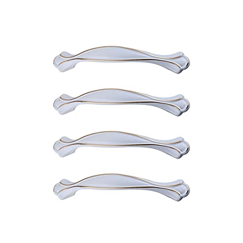 CcHhyyt 4 unids/set blanco puro con elegante diseño de línea dorada manija de metal tiradores de perillas para gabinete Hardware cajón armario armario (128mm-B) Cover