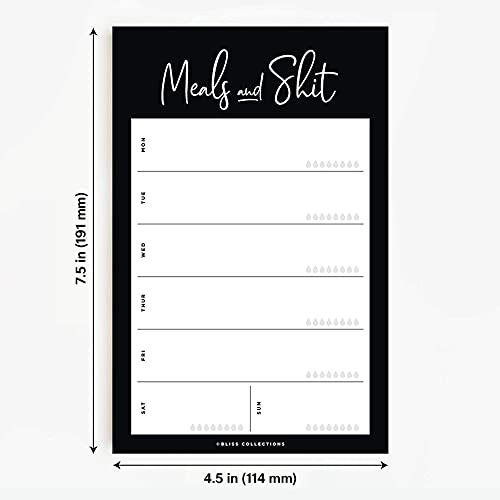 Bliss Collections Magnetic Meal Planner Notepad, 50 Sheets - Funny Weekly To Do List and Organizer for Groceries, Meal Prep, Notes and Tasks to Keep You Organized - Easy Tear-Off Sheets Writing Pad