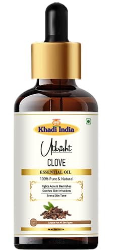 Image of Khadi Clove Essential Oil 15 ml | Pure & Natural Therapeutic Grade | For Teeth & Gums, Toothache Relief | Oil for Face | Skin & Hair Care | All Skin Types | Aromatherapy for Men & Women