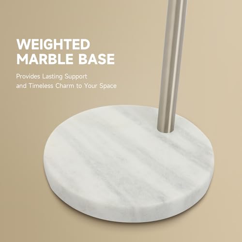 Image of CO-Z Modern Floor Lamp for Living Room, Brushed Nickel Arc Floor Lamp with LED Bulb, Marble Base Contemporary Tall Lamp for Living Room Couch Sofa, Height Up to 69 Inch
