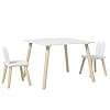 AIYAPLAY Juego de Mesa y 2 Sillas Infantiles Respaldos con Orejas de Conejo Mesa Infantil con Sillas Mesa para Niños para Sala de Juegos Guardería Blanco