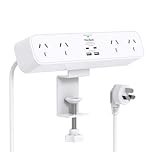 One Beat PD 30W Desk Clamp Power Board USB C,Fast Charging Station,4 Outlets with 4USB Ports(2USB C), Desktop Mounted Power Board Surge Protected,1.5M Extension Cord for Desk Accessories Home Office