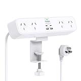 One Beat PD 30W Desk Clamp Power Board USB C,Fast Charging Station,4 Outlets with 4USB Ports(2USB C), Desktop Mounted Power Board Surge Protected,1.5M Extension Cord for Desk Accessories Home Office