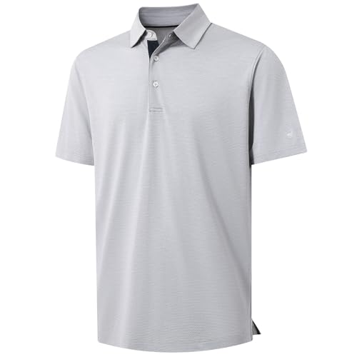 Rouen Mens Golf Shirts Short Sleeve Quick Dry Breathable Active Heather Jacquard Regular Fit Casual Polo Shirts for Men