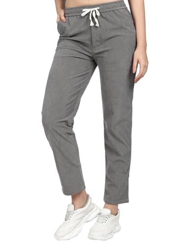 Pantalon chino large velours côtelé noir femme avec poches Shasmi Wocode 186
