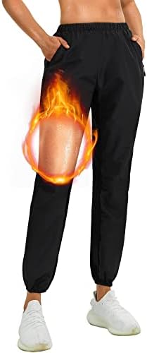 Junlan Sauna Suit for Women Sweat Sauna Pants Gym Workout Sweat Suits for Women (C.Black Pants Only,Large)