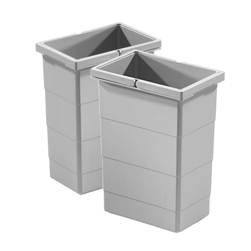 Hailo 8 L Inneneimer Paar 1075959 hellgrau | Ersatzabfalleimer für Rondo und Raumspar-Tandem Abfallsammler | Kunststoff-Eimer mit Doppelhenkel | Passend für Hailo 3603631 | Hochwertiges Zubehör Küche