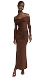 Bardot Women's Artura Diamante Maxi Dress, Chocolate, Brown, 2