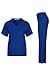 MedPro Women's Solid Medical Scrub Set Mock Wrap Top and Cargo Pants Royal Blue M (GT-755)