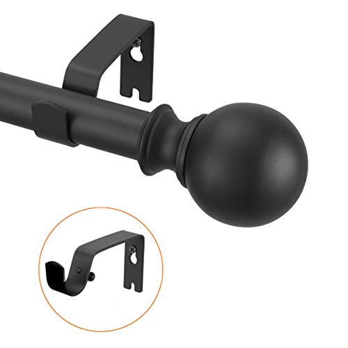 Industrial Curtain Rods 2 Pack, Iron Curtain Rods For Windows 28 To 48, 3/4 Inch Curtain Rods Ball Finials, Black Curtain Rods, Outdoor Farmhouse Curtain Rod Room Divider, 28-48" Matte Black 2 Pack #TOP2