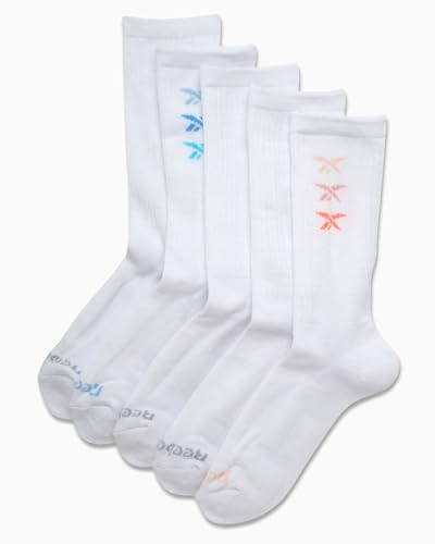 Reebok Womens Crew Socks - 5 Pack Athletic Performance Moisture-Wicking Cushioned Mid Calf Socks for Women (Sizes: 4-10)4