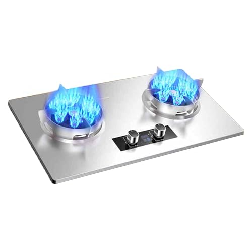 Cocina A Gas De 5,2 KW Con Temporizador, Doble Uso, Acero Inoxidable Y Quemador, Ideal For Restaurantes Puestos Comida Familiares(LPG)
