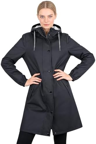 Regenmantel Damen Wasserdicht, Übergangsjacke mit Kapuze, Friesennerz | Leichte wasserdichte Regenjacke Damen aus PU für Outdoor, winddicht und praktisch für den täglichen Gebrauch