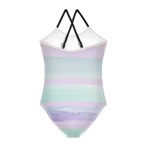 GuoChe Watercolor Stripes Toddler Swimsuit Girl Girls Bathing Suits Girls Swim Suit Beach Swimwear 4T2