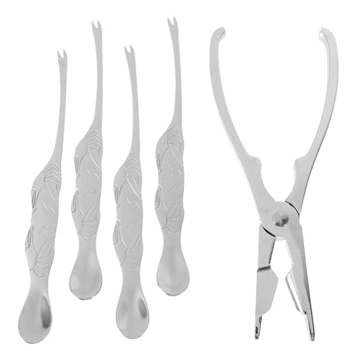 Toyvian 5 Stück Meeresfrüchte Werkzeugset Edelstahl Krabbenöffner Hummerknacker Krabbenbeinschere Küchenhelfer für Krabben und Garnelen