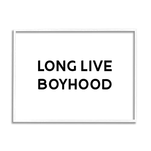 Stupell Industries Long Live Boyhood Kids' Motivational Phrase Black, Designed by Daphne Polselli White Framed Wall Art, 14 x 11