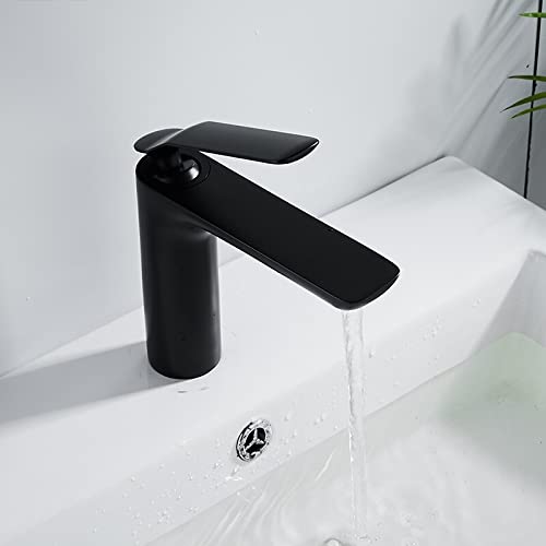 Robinet de lavabo mitigeur de salle de bains eau chaude froide en laiton noir