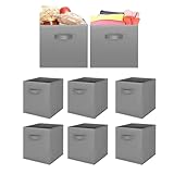 8pcs Cube Storage Box 27x27x27cm - Foldable Storage Box with Handles Storage Cubes for Home, Office & Nursery Organisation (Gery)