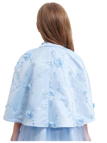Jelory Kids Girls Princess Cape Flower Embroidery Wraps Shawl Birthday Party Bolero Shrugs Wedding Dress Capelet4