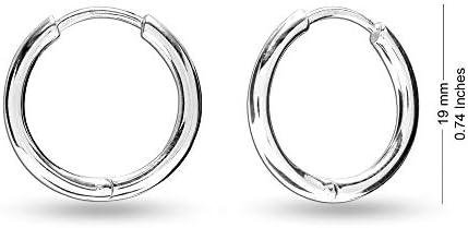 Amazon Brand HIKARO Sterling Silver Jewelry Round Tube Endless Huggie Hoop Earring for Women 19 MM