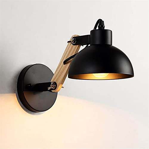 Genérico Lámpara de Pared, Madera DIRIGIÓ Lámpara de Pared Práctica Lectura Ajustable Estudio Decoración Compatible with el hogar Luz de Pared(Black,Warm(2700-3500K))
