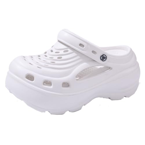 Fashion Comfortable Platform Clogs for Women, 6CM Height - Increasing, Cloud Slides, Casual Pillows Sandals, Beach Shoes, Sandals (Black,4.5)