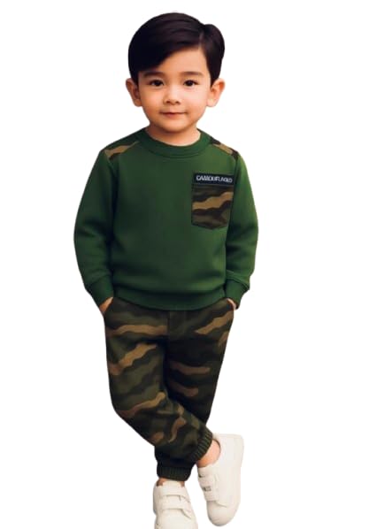 Boy's Army T-shirt and pant pair Top-bottom set Cotton Spandex For_ Casual Wear-picture-15