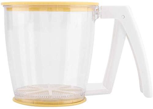 Leinggg Tamiz de harina - Taza de Mano Tamiz de harina Tamiz de Polvo Tamiz de Polvo Suministros for Hornear Herramientas con Tapa Cover
