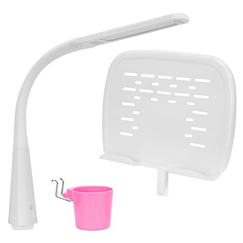 Image of Mount-It! Accessory Kit for Height Adjustable-Kids-Desk | Includes LED-Lamp, Book Holder Shelf and Pencil Holder-Cup, Pink, Works with Older Desk Models