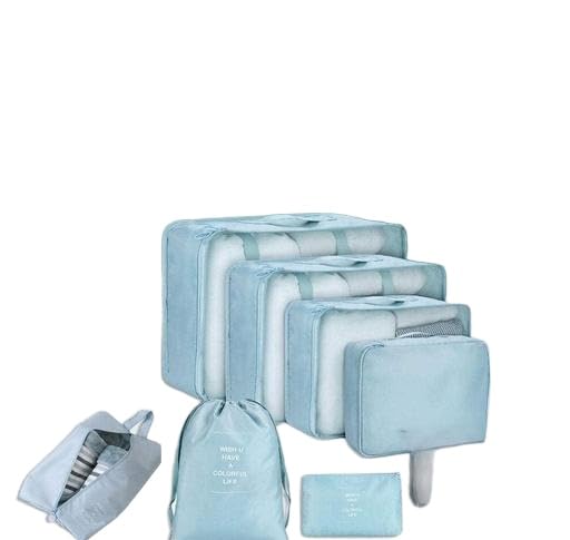 (Multicolor) Travel Organizer 7 in 1 Travel Laundry Cosmetics Luggage Packing Organizers Set Makeup Bags Organizer Packing Cubes with Shoe Bag for travel, Nylon 7-in-1-cactus0803 SB-P8302