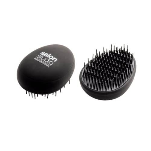 Salon Studio Professional, Cepillo Compacto, Color Negro, Un Cepillo para Llevar a Todas Partes, Desenreda Suavemente el Cabello, Indicado para Todo Tipo de Cabello Seco o Mojado