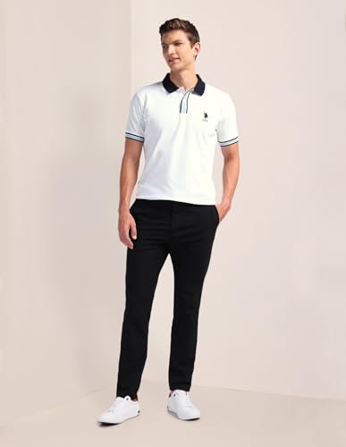 Image of U.S. Polo ASSN. Solid Slim Fit Polo T Shirts for Men - 100% Cotton, Half Sleeve Mens Tshirt