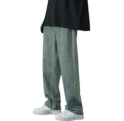 Sarouel coréen bleu vintage homme jean large taille 36 38 40 41 couleur Vert