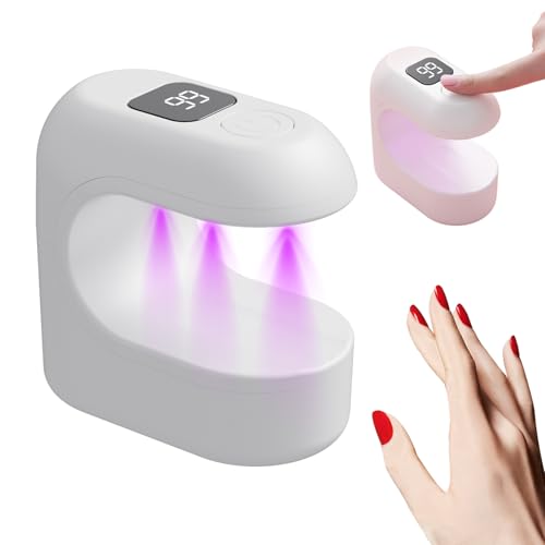 FmtwPhn Lámpara de uñas UV, pequeña secadora LED de secado rápido, lámpara de uñas de gel UV de un solo dedo, para mujeres y niñas, principiantes, hogar, salón, viajes, práctica, fiesta, sesión de