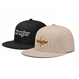 Montana West X Wrangler Snapback Hat 2PCS Set Flat Brim Baseball Cap with 7-Panel Adjustable for Men Women