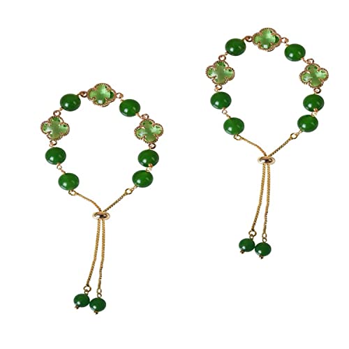 2022 Four Leaf Clover Chalcedony Good Luck Bracelet Fashion Minimalist Bracelets Stretch Adjustable Gifts for Women Charms Jewelry Birthday Gifts for Women Cover