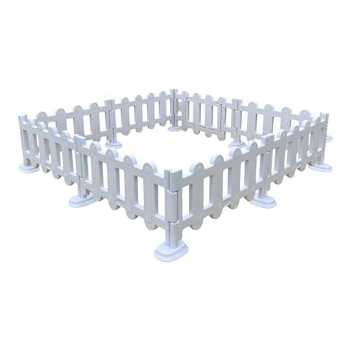 Soft Play White Plastic Fence (5 White Panels) - Decorative Border Small Garden Picket Fence Panels for Soft Play, Party, Garden, Home Decorations - (5 Soft Play Fence Panels)
