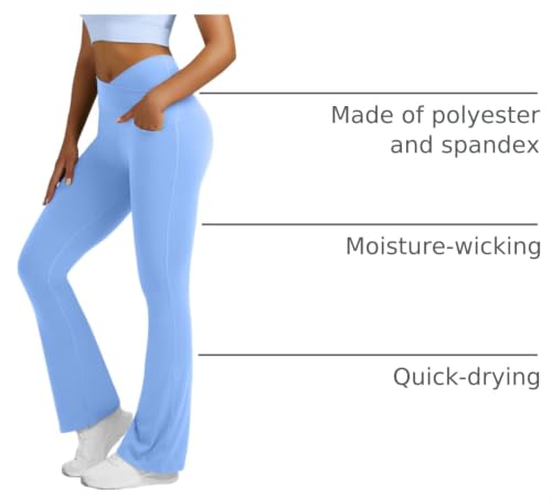 Image of Flare Leggings for Women Flare Yoga Pants with Pockets High Rise Crossover