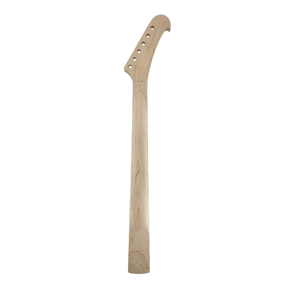 Manico per chitarra a banana per mancini di ricambio, manico in acero a 24 tasti con tastiera in palissandro, dado di bloccaggio, scala da 64,8 cm, tacco imbullonato, regolazione superiore