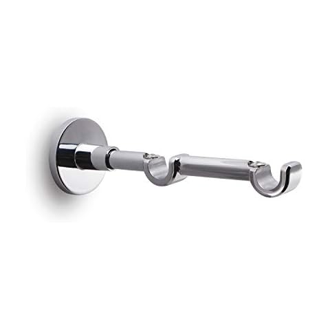 Gcurtain Extensional 0.65 inch Round Double Rod Bracket with Concrete Wall mounting base plate(Chrome) Cover