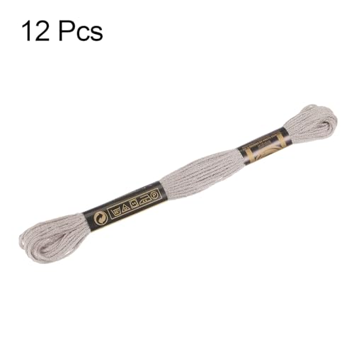 Image of HARFINGTON 12 Skeins Embroidery Floss 8.75yds(8m) Egyptian Long-Staple Cotton Cross Stitch Thread for Sewing DIY Bracelet Yarn String and Crafts, Dark Tan(6006)