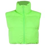 AYAZER Chaleco de Chaqueta con Cremallera de Color sólido Corto Personalizado Suelto Tejido de Moda para Mujer Chaleco Top-Verde Fluorescente-S