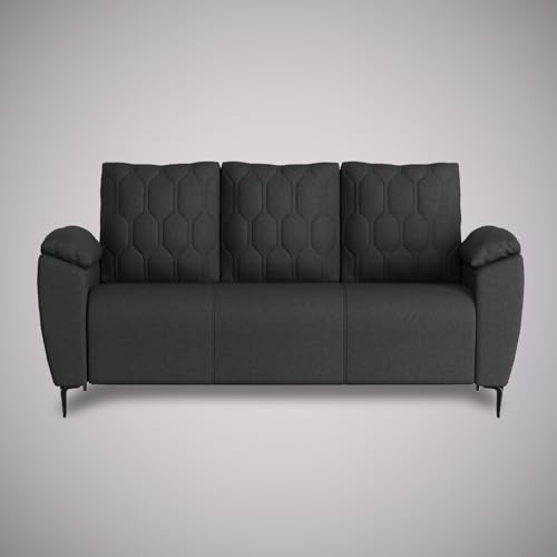 Image of Centuary Sleepables Modena Premium Sofa|Classy Quilted Suede Fabric Upholstery|Fiber-Filled Back Cushion|Wide Plush Fibrefilled Armrests|Ergonomic Lumbar Support |Charcoal Grey|3 Years Warranty