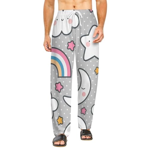 Bas de pyjama femme long nuage étoilé arc-en-ciel pour en finir avec les pantalons serrés